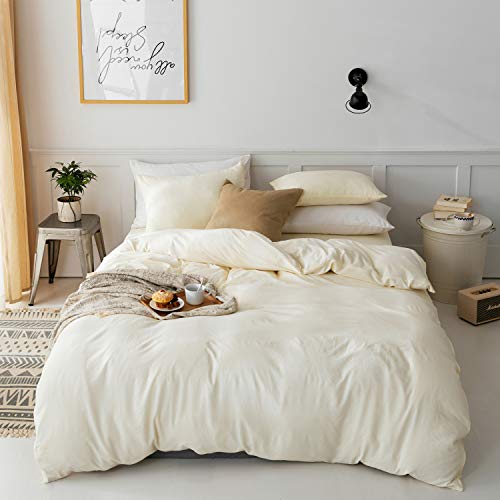 三幸 掛け布団カバー 水洗い加工 シングル アイボリー パステルカラー 洗える シワになりにくい 429531-0005