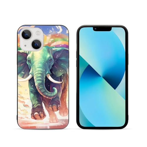 CRIVOTA for iPhone 13 Mini Case - All-New Colourful Elephants Design, Glass Back + TPU Inner Shell, Military-Grade Tested, Extreme Slimness, Precise Cutouts, Cell Phone Cases for Men Women
