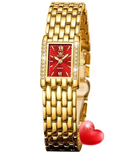 Image of OLEVS Watch for Women Stylish Analog Quartz Luxury Gold Stainless Steel Strap Diamond Black Dial Elegant Casual Ladies Watch