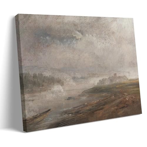 Scène de rivière brumeuse J.C. Dahl cadre salon poétique