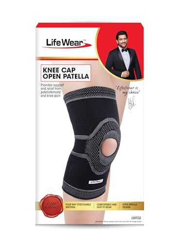 Image of Life Wear Knee Cap Open Patella, Adjustable Knee Support Brace, Anatomical Design for Stability, Non-Constricting Edges and Open Patella for Pain Relief and Free Movement, Size Small (M)