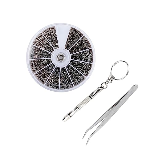 NOLITOY 1200個 眼鏡 時計 修理工具 微小ネジ ナット アソート 精密ドライバー ピン付き 多機能 眼鏡修理キット メガネサングラス対応