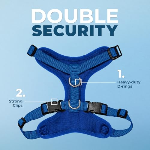 Image of Best Pet Supplies Voyager Step-in Lock Pet Harness w Reflective Pet Leash Combo Set with Neoprene Handle 5ft - Supports Small, Medium and Large Breed Puppies /Cats - Royal Blue Set, M