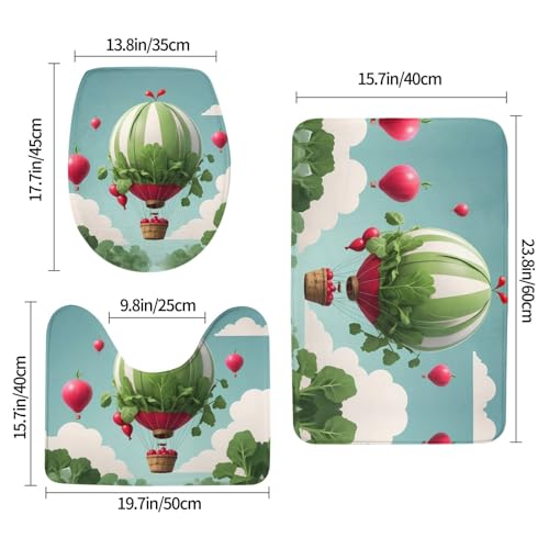 Tapis de salle de bain antidérapants lot de 3 avec contour WC et couvercle 61 cm