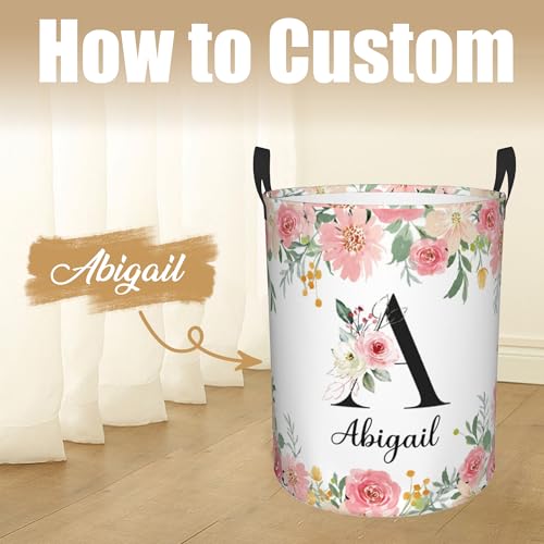 Image of Custom Name Laundry Hamper, Personalized Laundry Basket with Name for Boys Girls Kids Men Women, Customized Name Dirty Clothes Basket Gifts for Clothes Toy Bathroom Bedroom Laundry Room Dorm
