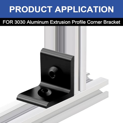 Image of 24 Pack 3030 Corner Bracket Connector 30 Series Aluminum Extrusion Profile Accessories Hardware, 90 Degree Angle Bracket for 30x30 Extruded Aluminum Black