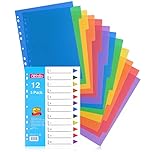 File Dividers A4, 12 Part Folder Dividers, 3 Pack Pre-Punched Leverl Arch Folder in Assorted Colours, Plastic Binder Dividers (Color tabs)