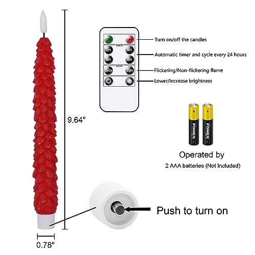 Image of GenSwin Christmas Tree Flameless Taper Candles candlesticks Remote Timer