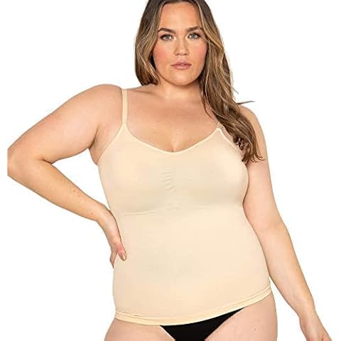 Conturve Scoop Neck Cami - Compression Tummy Control Camisole for Women - Shapewear for Women (XL, Beige) Cover