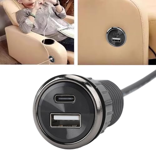 Desktop Power Grommet Small Hidden Flush Mount Power Strip Socket con 2 Puertos USB para Carga para Oficina y Mesa de Conferencias miniatura 3