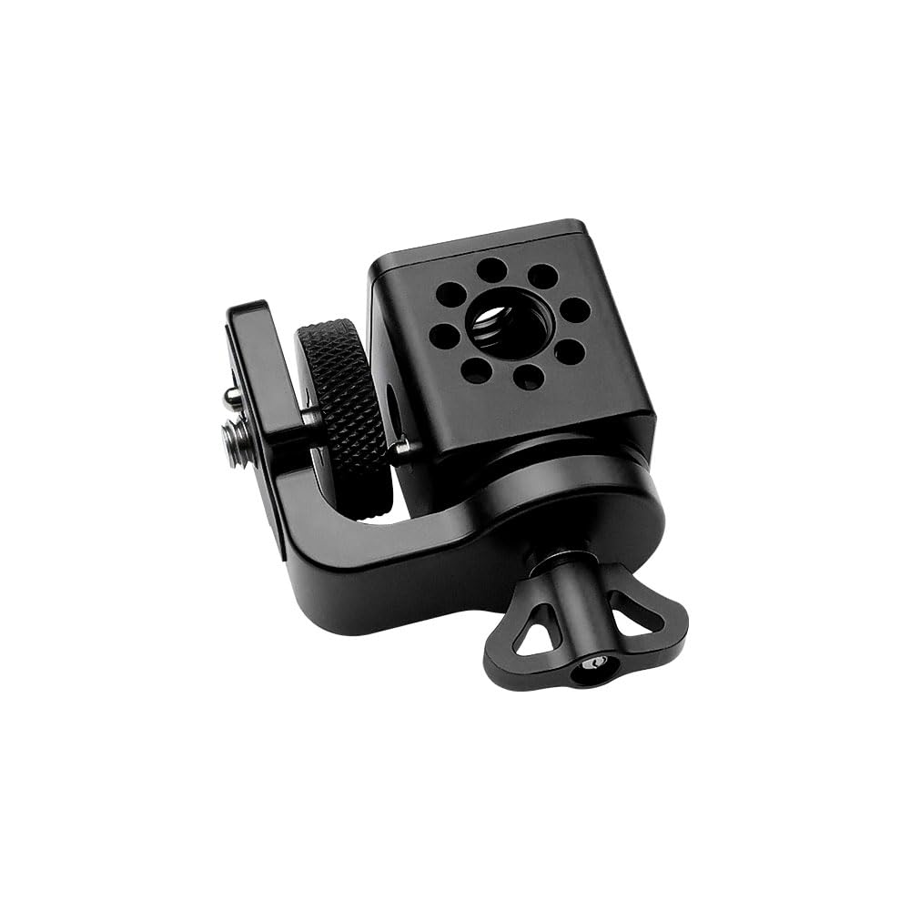 Alvins Verstellbare Halterung mit 3/8 Zoll 1/4 Zoll Schraube 360 Grad drehbar neigbar Panorama-Halterung für Kamera Monitor Gimbal Stativ Kamera Monitor Halterung Schwarz