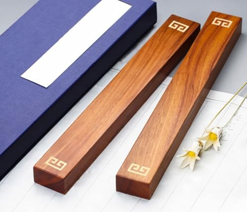 HongzyFirm 無垢材のペーパーウェイト、黒檀のペーパーウェイト、2個パック、書道文具、書道練習用ギフトボックス (F-33CM)