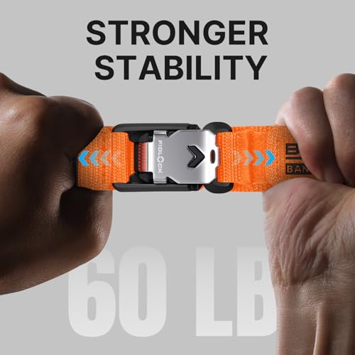 Image of Bandletic Watchband Compatible with Galaxy Watch 8 Band 44mm 40mm / Watch 8 Classic 46mm 2025, No Gap Soft Breathable Rugged Sport Strap with Magnetic Fidlock V-Buckle for Men Women, Orange L
