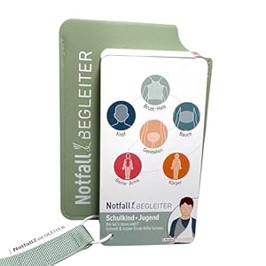 akaMedica Notfallbegleiter Erste Hilfe Kinder & Jugendliche – Notfall Ratgeber im Fächerformat mit Videos – Notfallordner für Erste Hilfe Set & Notfalltasche
