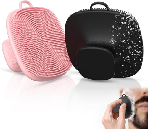 Image of Silicone Face Scrubber Black [2 Pack] | Soft Facial Cleansing Brush for Women & Men | Deep Exfoliating, Blackhead Remover & Pore Cleaner | Gentle Silicone Face Wash Brush for Glowing Skin - Reusable & Hygienic