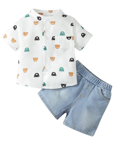 Image of Kucnuzki Toddler Baby Boy Clothes Outfits Short Summer Sleeve Letters Printed Shirt Shorts Sets 2PC Little Boy Clothing
