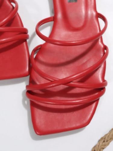 GORGLITTER Women's Strappy Flat Sandals Cute Dressy Open Toe Slip on Slide Sandals2