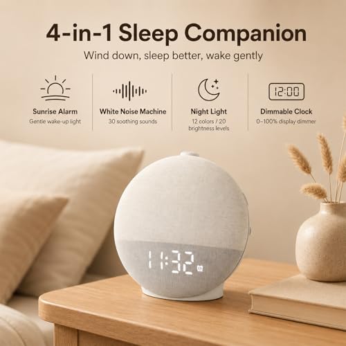 Sunrise Alarm Clock with Sound Machine, Natural Wake Up Light with Night Light, 30 Sleep Sounds, White Noise Machine Alarm Clocks for Bedrooms, Heavy Sleepers - Image 2