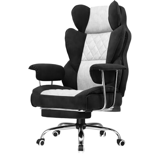 Image of GTPLAYER Gaming Chair,Office Chair with Pocket Spring Lumbar Support, Ergonomic Comfortable Wide Office Desk Computer Chair with Outward Fixed Soft Armrests and Footrest (Fabric, BlackGray)