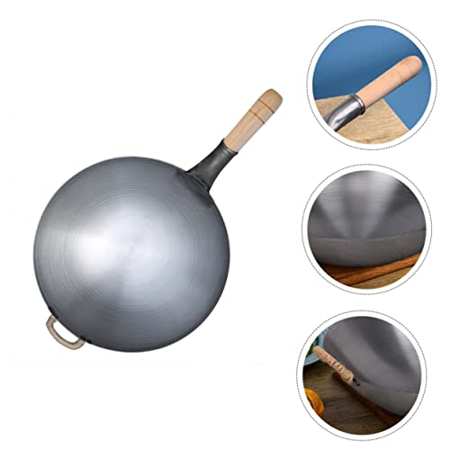Wok de hierro con mango de madera y antiadherente miniatura 5
