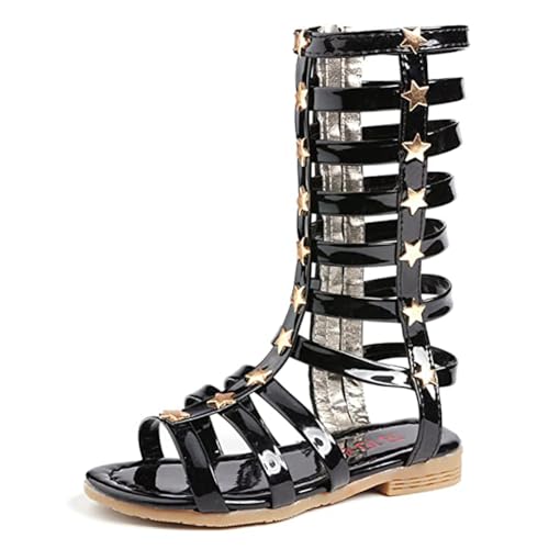 Image of Skeblo Girls Rivet Gladiator Sandals Summer Princess Dress Strappy Flats Zip Up Boots Shoes
