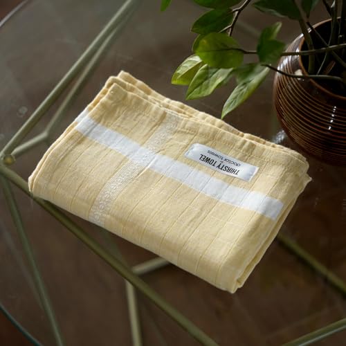 Image of Thirsty Towel by Doctor Towels | 100% Cotton Bath Towel Double Cloth Solid Pack of 1 | Ultra Soft Cotton Towels for Bath Large Size 140 x 70 cm | Quick Dry Towels for Bath Men Men & Women - Yellow