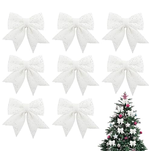 Weihnachtsbaumschmuck Weiß, 8 Stück Weiße Schleifen (12x15 cm),...