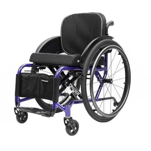 TRGCJGH 車椅子 ブレーキ付 自走式 車いす 軽量アルミ製 スポーツ 車椅子、コンパクト 旅行用 車イス 外出用 持ち運び易い 飛行機持ち込み可 (Size:40cm/15.7in Seat,Color:Purple)