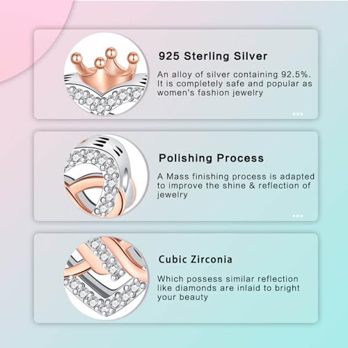 Image of LUXILLA Love You Best Friend Grandma Wife Heart Charm 925 Sterling Silver Charms Fit for Bracelets Necklace Jewelry Gift for Women