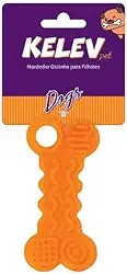 JAMBO PET Mordedor para Cachorro, Ossinho Kelev, para Filhotes, Feito de Plastico - Laranja