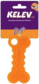 JAMBO PET Mordedor para Cachorro, Ossinho Kelev, para Filhotes, Feito de Plastico - Laranja