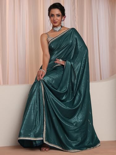 Image of Libas Self Design Silk Blend Saree for Women With Unstitched Blouse Piece | Traditional Saree for Party & Wedding