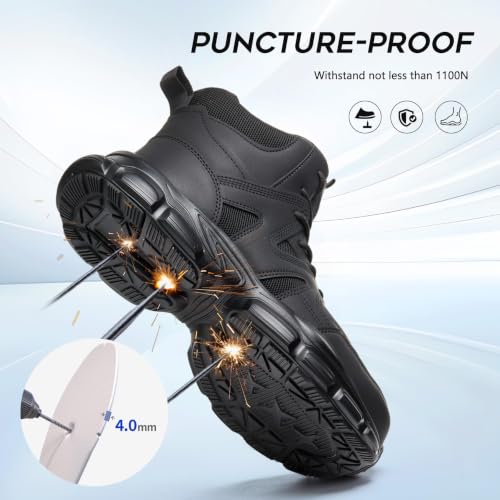 Image of Hogent Steel Toe Shoes for Men Women, Wide & Non-Slip Work Shoes
