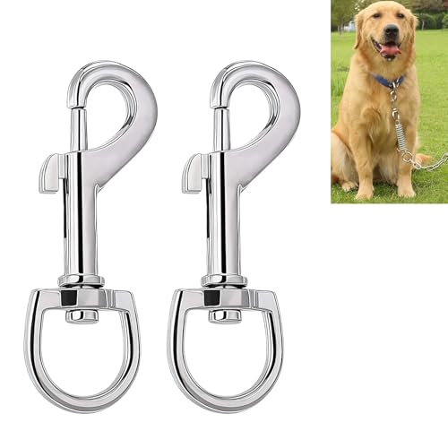 Lot de 2 Mousquetons pour Laisse de Chien, Crochet Pivotant 360° en Alliage de Zinc, Attache D-Ring pour Collier, Laisses, Porte-Clés, Sacs