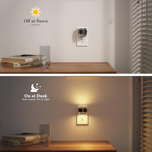 Image of JandCase LED Night Light, Bubble Night Lights Plug into Wall Auto, 3 Color | Nightlight 3000K /4000K /5000K & 3 Brightness Levels, 4 Pack Dimmable, Dusk to Dawn Sensor for Bathroom Hallway Bedroom