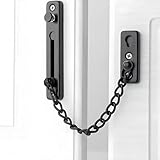 Boniry Premium Door Latch, Door Chain Lock for Main Door - Ideal for Bedroom, Bathroom, Sliding Doors, Safety and Portable Use - Includes 360 Degree Eye Viewer (Black)