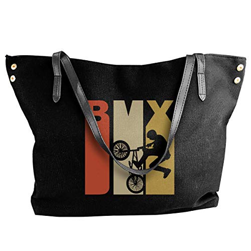 tiao9143 Bolso de lona Retro 1970's Style BMX Silhouette Women Canvas Shoulder Bag Fashion Hand Bag Classic purse shopping Sling Bag