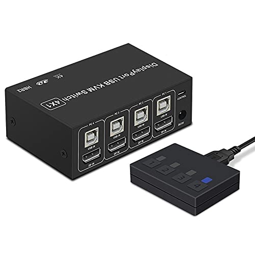 4 Poorten DP KVM Switch 4K 60Hz 4 In 1 Out USB Displayport Switch Box PC Share Monitor Muis Toetsenbord Printer Switcher