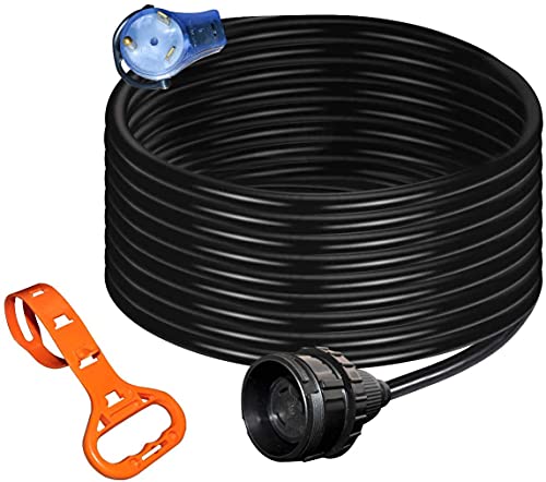 ApexSports 36’100% Copper Extension Cord: RV 30A TT-30P to L5-30R with Easy Handle, LED Power Indicator and Cord Organizer: R4SEXL-009S1