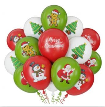 35 pieces of printed red, green, and white Christmas balloons — image 1