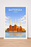 Battersea London Travel Poster Print, Battersea Power Station Art, Vintage Style...