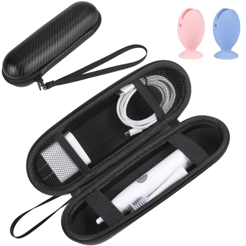 Radsocken 1 Pack Electric Toothbrush Travel Case Toothbrush Storage Holder Set, Portable Electric Toothbrush Case Container for Travel Accessories Storage, with 2 pcs Toothbrush Heads Cover Cap(Black)