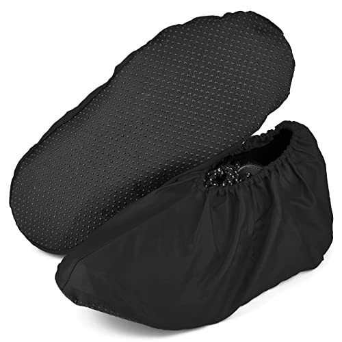 MELTU 1 Pair Reusable Shoe Covers Non-Slip Washable Overshoes Waterproof Boot Covers Dustproof Overshoes for Household (Black)