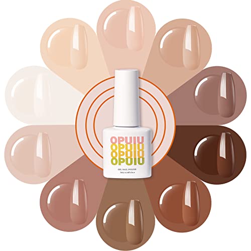 Opuiu Nude Brown Gel Nail Polish Set-10Pcs Skin Tone Colors For Fall Winter Seasons Natural Nude Nail Gel Polish Set Nude Pink Coffee Marron Taupe Gel Polish Kit Soak Off Nail Lamp Gel Nail Kit Holiday Decoration Salon Diy Home Nail Art Gift Box For Girls #TOP6