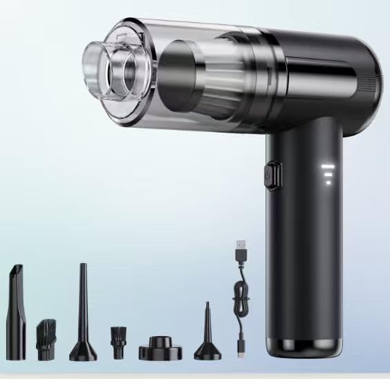 コードレス ハンディ掃除機, ブラック, USB充電式, 複数アタッチメント付き, 車内・家庭用