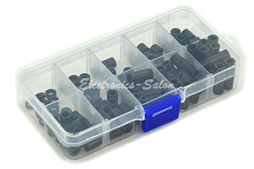 Electronics-Salon Black Nylon Round Spacer Assortment Kit, Not Threaded for M4 Screws, Plastic. OD 7mm, ID 4.1mm, L 2mm 4mm 5mm 6mm 8mm 10mm 12mm 16mm 18mm 21mm.