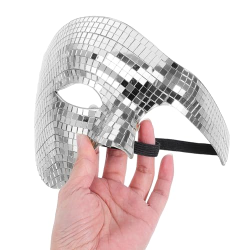 Masque de bal masqué demi-visage à facettes miroir effet paillettes rétro - 4