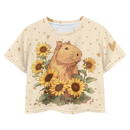 Image of Kids Crop Top Short Sleeve T-Shirts for Girls Size 5-14