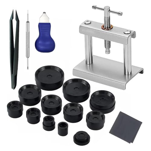 NJTHNTJR Herramienta para Prensar Relojes,Kit para Prensar Cristales Relojes, Caja Trasera,Prensa Caja Trasera Reloj Metal,Herramienta para Reemplazar Batería del Reloj,A