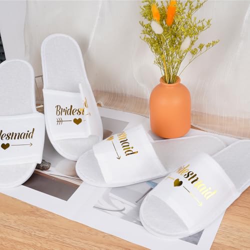 7 Pairs Bridesmaid Slippers, Wedding Bride Slippers Disposable Set, Bulk Bridesmaids Gifts for Wedding Day Team Bride Bridal Party Women Bachelorette Party Favor4